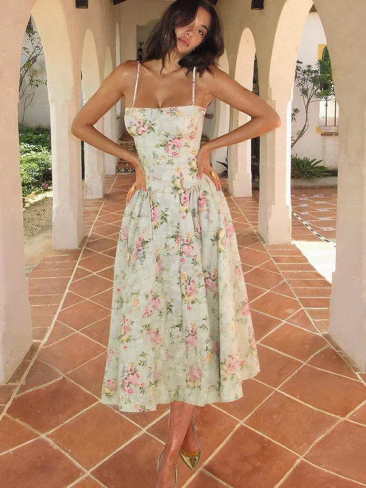 floral corset midi dress Corseted 4 / Night Sky Multi its no surprise this piece is a best Corset Style Floral Midi Dress