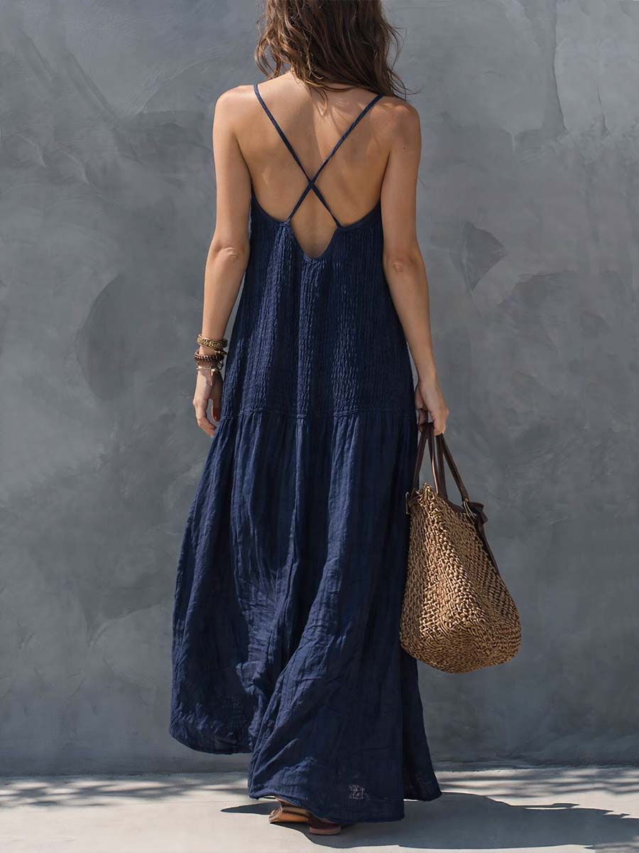Odette | Boho Patchwork Linen Maxi Dress oaklynwear