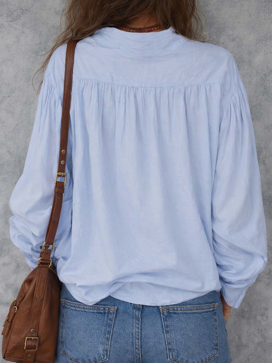 Cotton Ruffle Cuffs Blouse oaklynwear