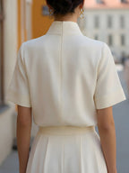 Vera | Stand Collar Structured Blouse oaklynwear