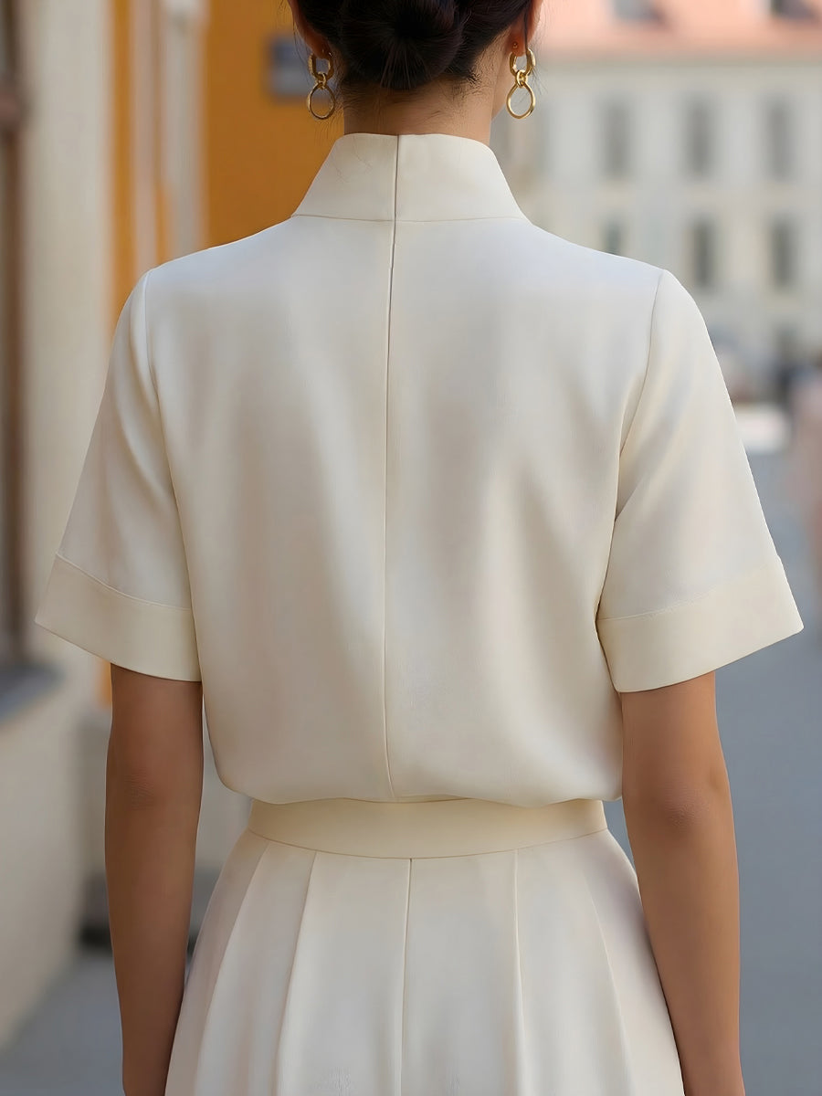 Vera | Stand Collar Structured Blouse oaklynwear