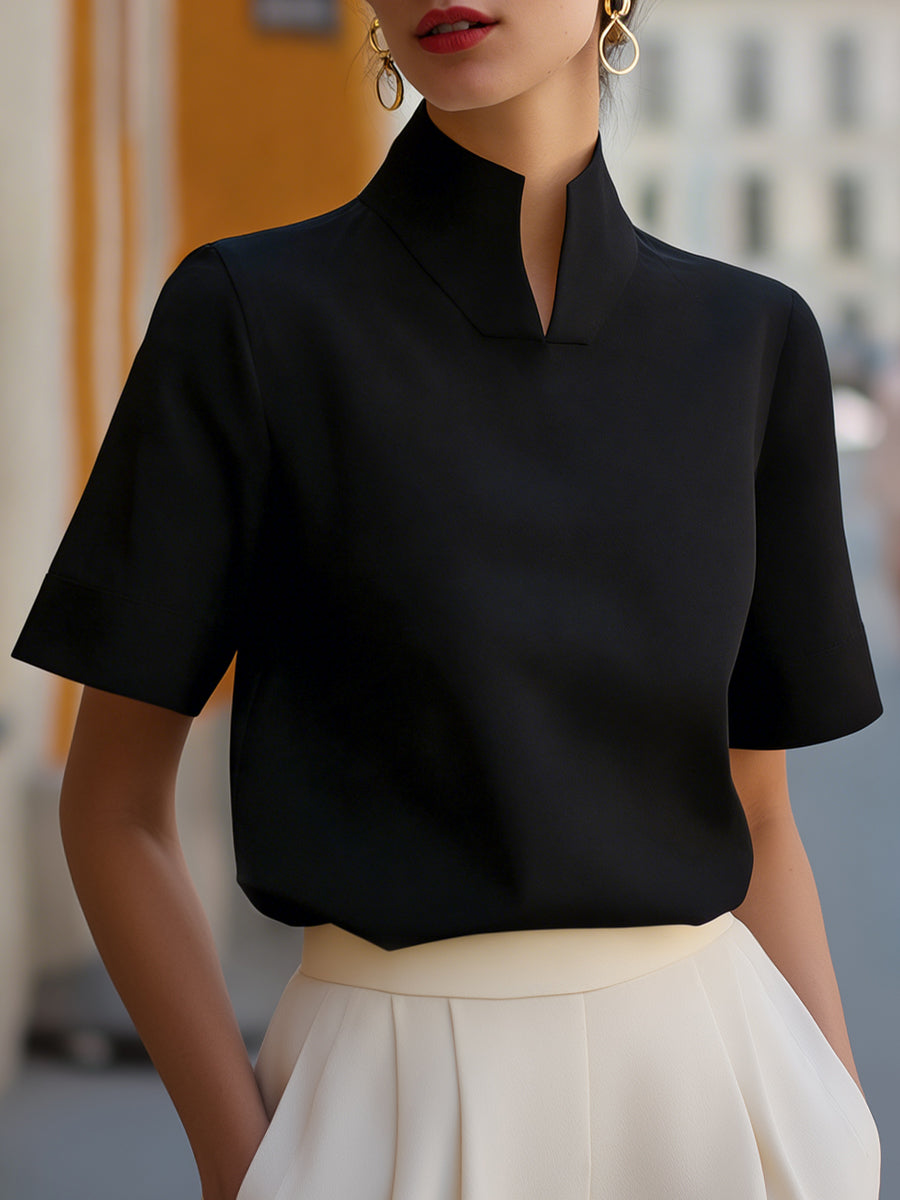 Vera | Stand Collar Structured Blouse oaklynwear
