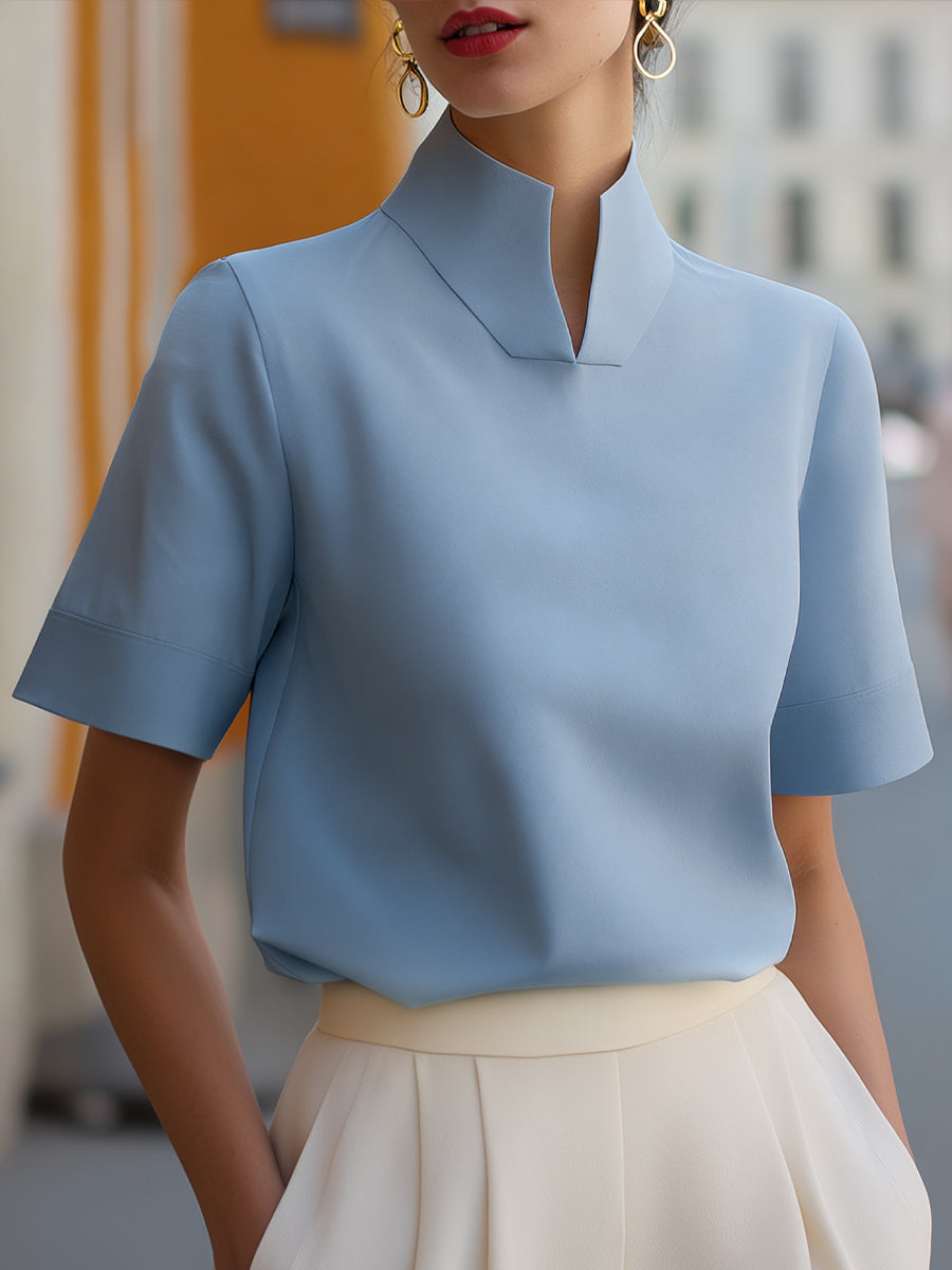 Vera | Stand Collar Structured Blouse oaklynwear