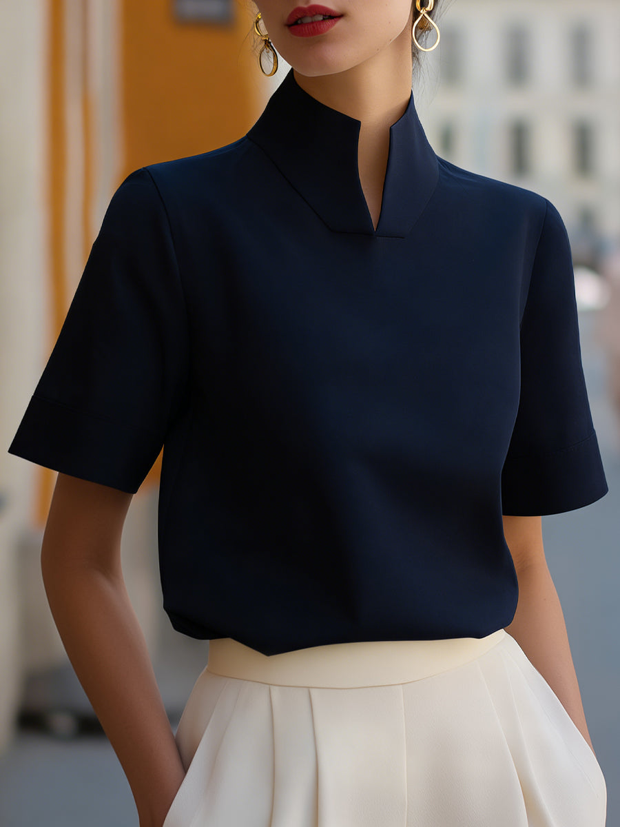 Vera | Stand Collar Structured Blouse oaklynwear