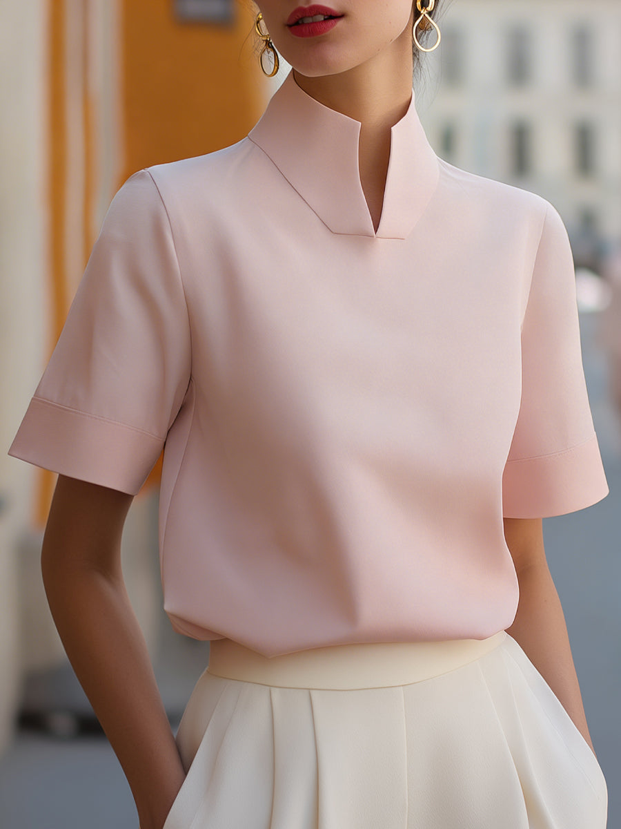 Vera | Stand Collar Structured Blouse oaklynwear