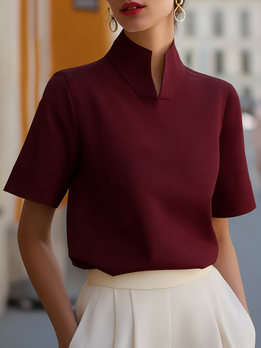 Vera | Stand Collar Structured Blouse oaklynwear