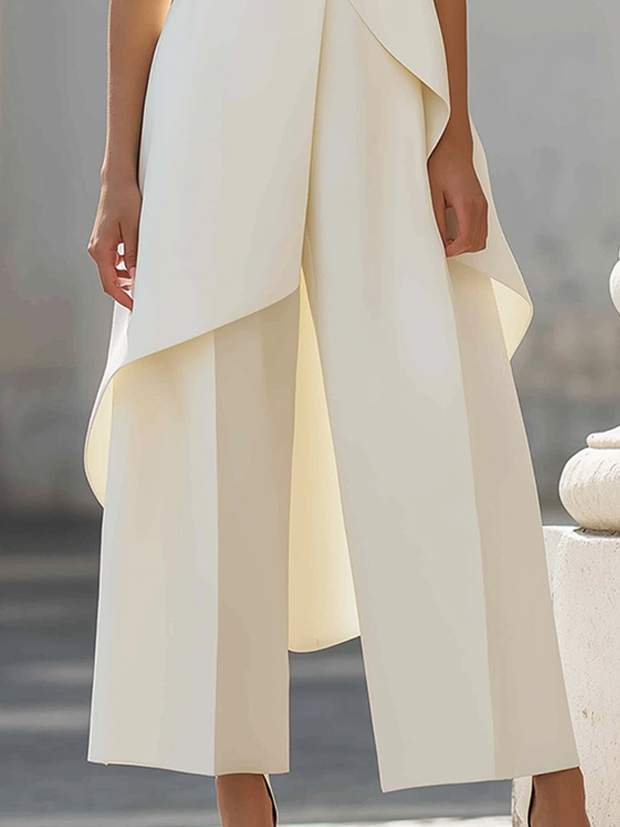 Asymmetric Layered Sleeveless Top & Wide-Leg Pants Set oaklynwear
