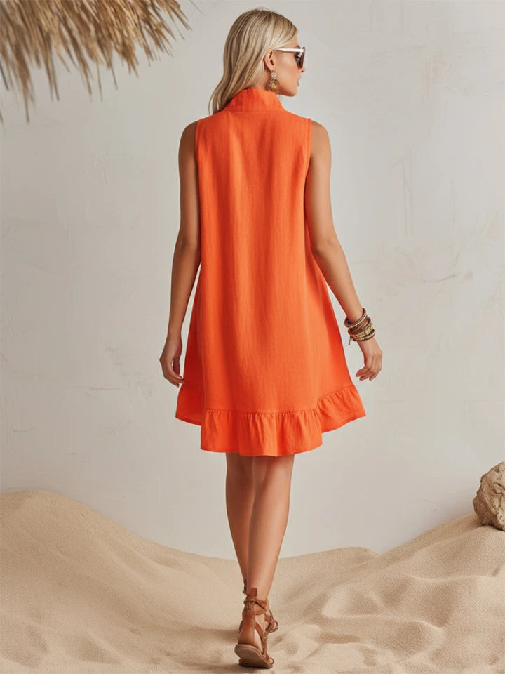 Sunny | Orange Linen Ruffle Mini Dress oaklynwear