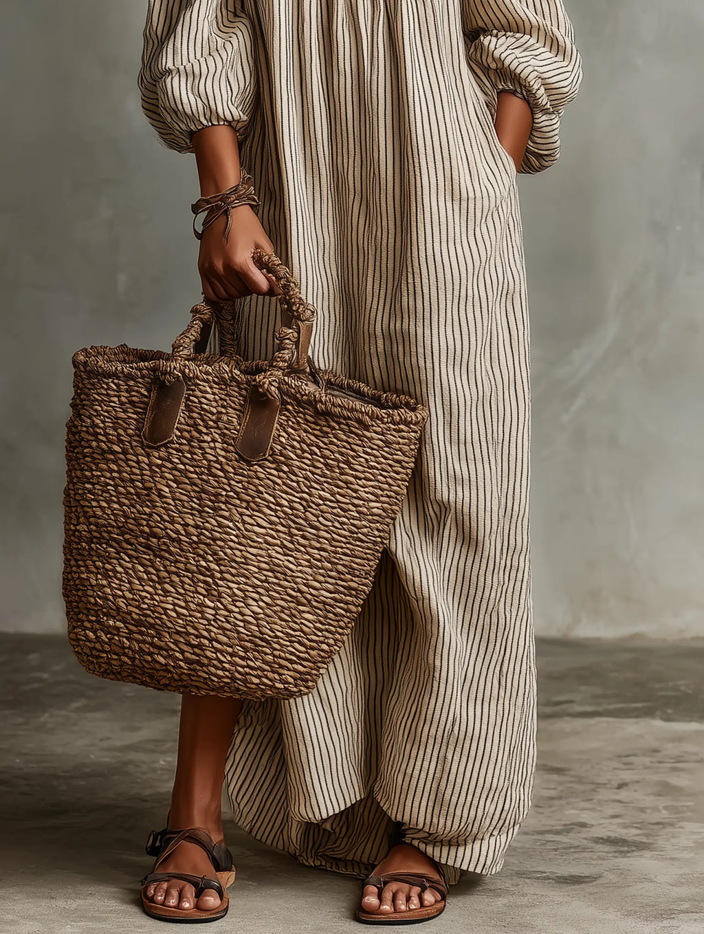 Catalina | Women's Vacation Cotton-Linen Blend Off-Shoulder Long-Sleeved Maxi Dress oaklynwear