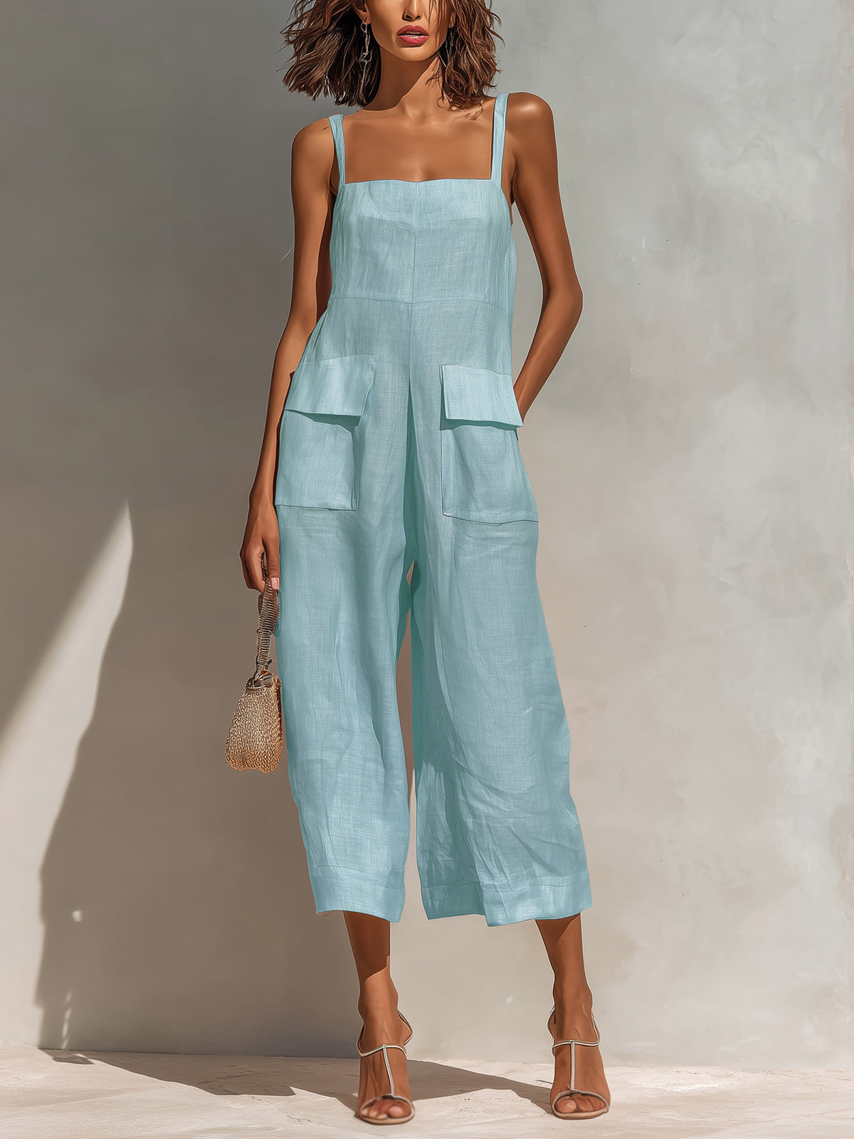 Rosie | Wide-Leg Linen Cropped Jumpsuit oaklynwear