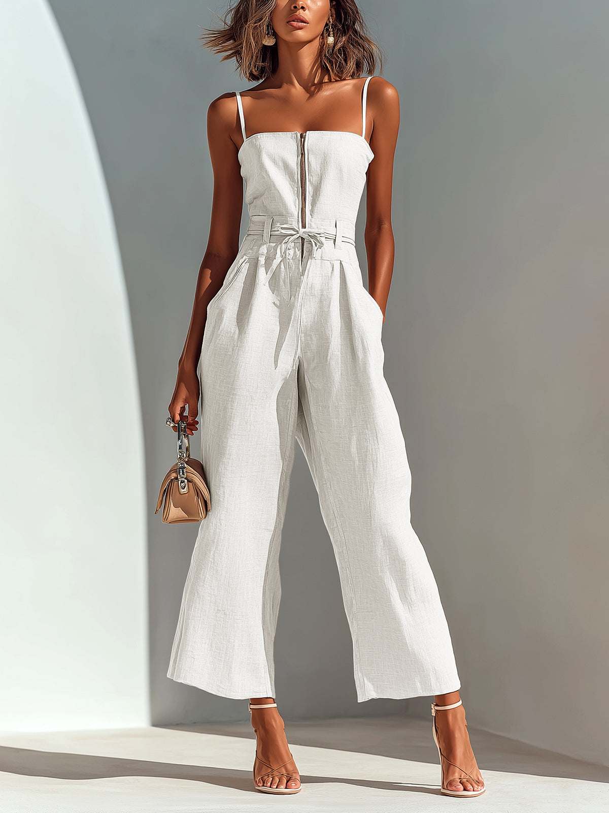 Sienna | Wide-Leg Linen Cropped Jumpsuit oaklynwear