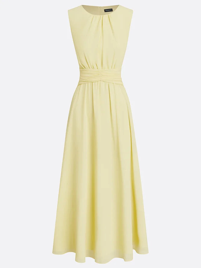 Sunny | Ruched Chiffon A-Line Maxi Dress oaklynwear