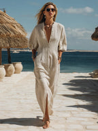 Frances | Striped Button-Down Midi Dress oaklynwear
