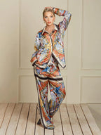 Maria | Women's Satin Wide-Leg Pants Set oaklynwear