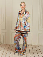 Maria | Women's Satin Wide-Leg Pants Set oaklynwear
