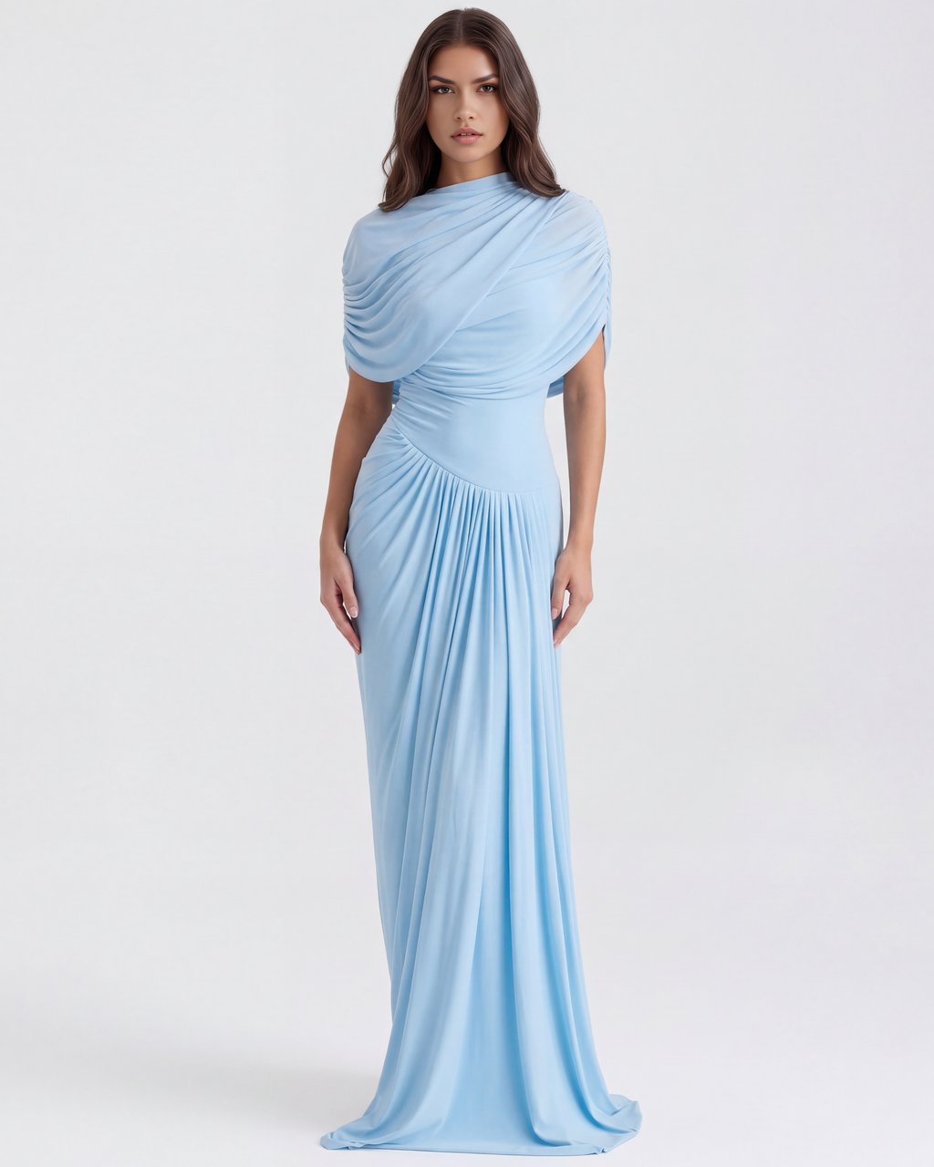 Camilla | Draped Shawl Asymmetric Maxi Dress oaklynwear