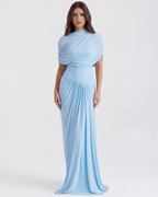 Camilla | Draped Shawl Asymmetric Maxi Dress oaklynwear