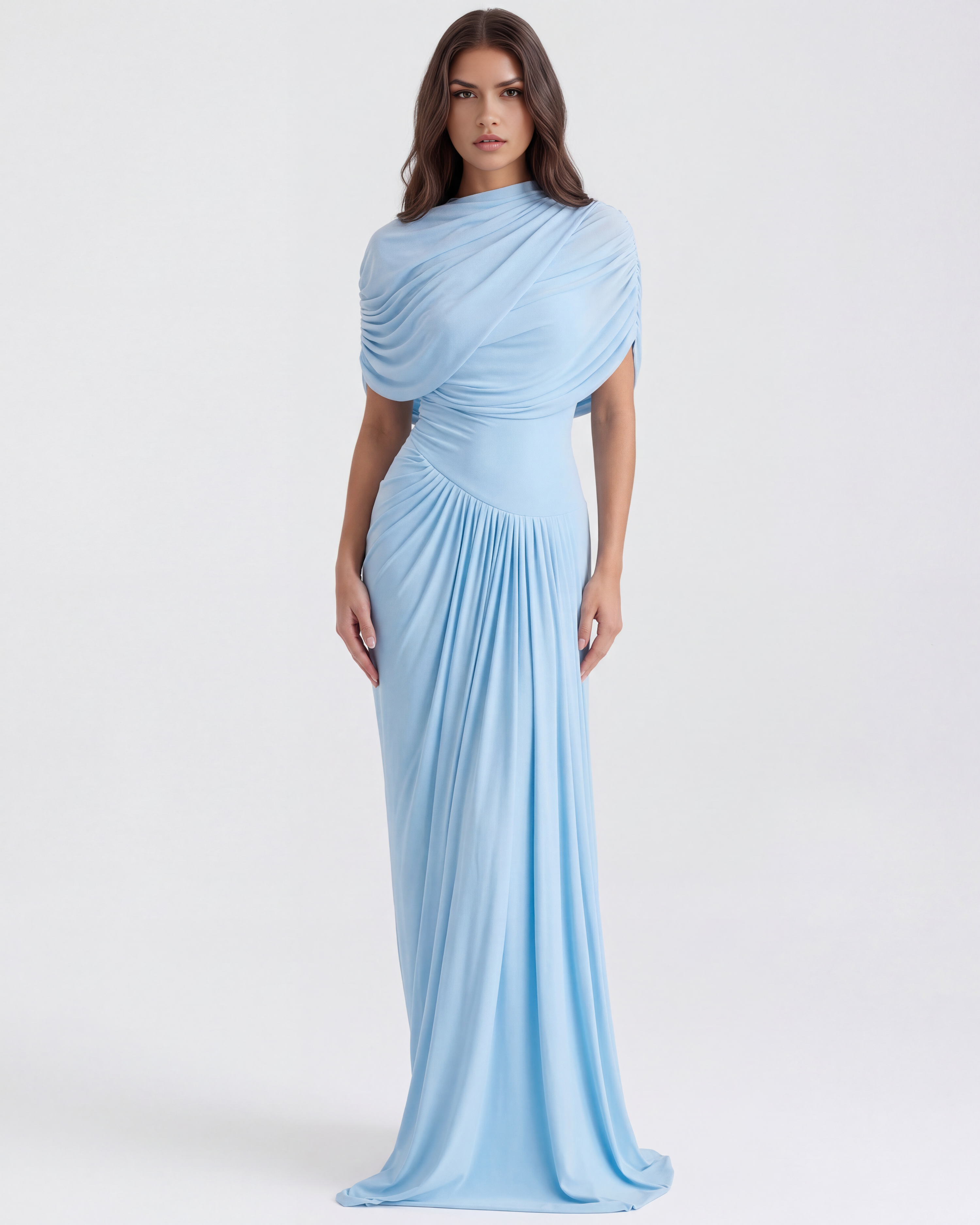 Camilla | Draped Shawl Asymmetric Maxi Dress oaklynwear
