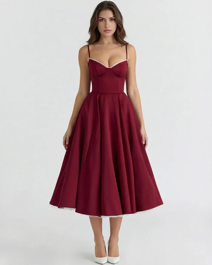 Clarisse | Tulle Sweetheart Corset Midi Dress oaklynwear