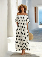 Dotty | Polka Dot Off-Shoulder Maxi Dress oaklynwear
