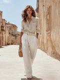 Margot | Linen Shirt Wide-Leg Trousers Set oaklynwear