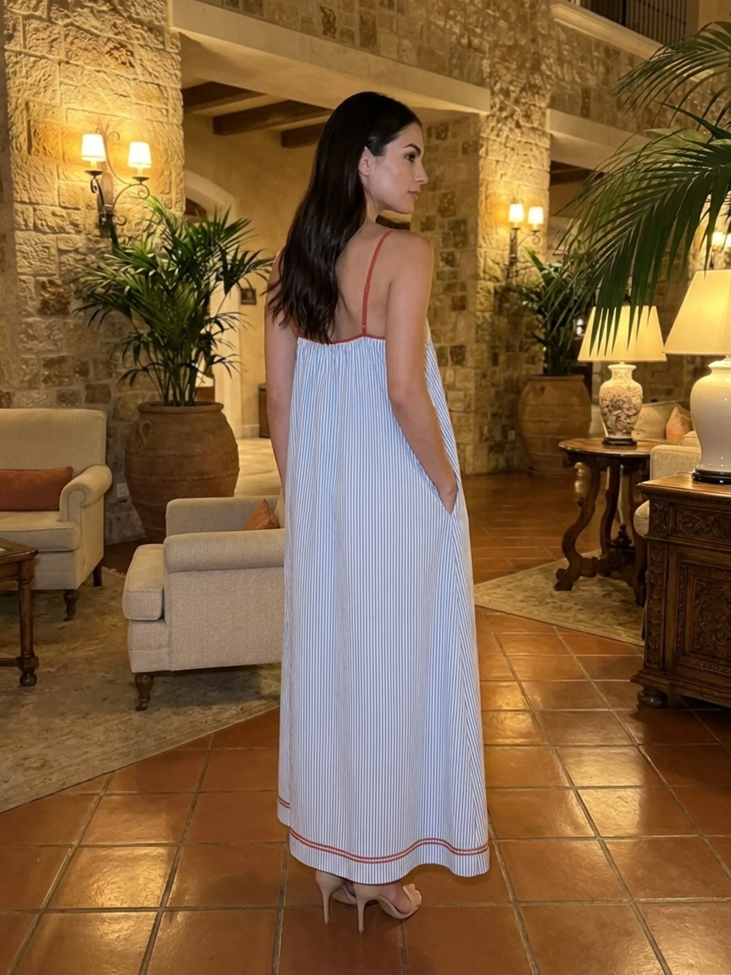 Marina | Women's Striped Maxi Dress oaklynwear