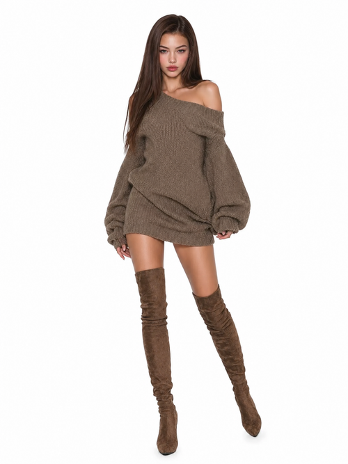 Amber | Off-Shoulder Knit Mini Dress oaklynwear