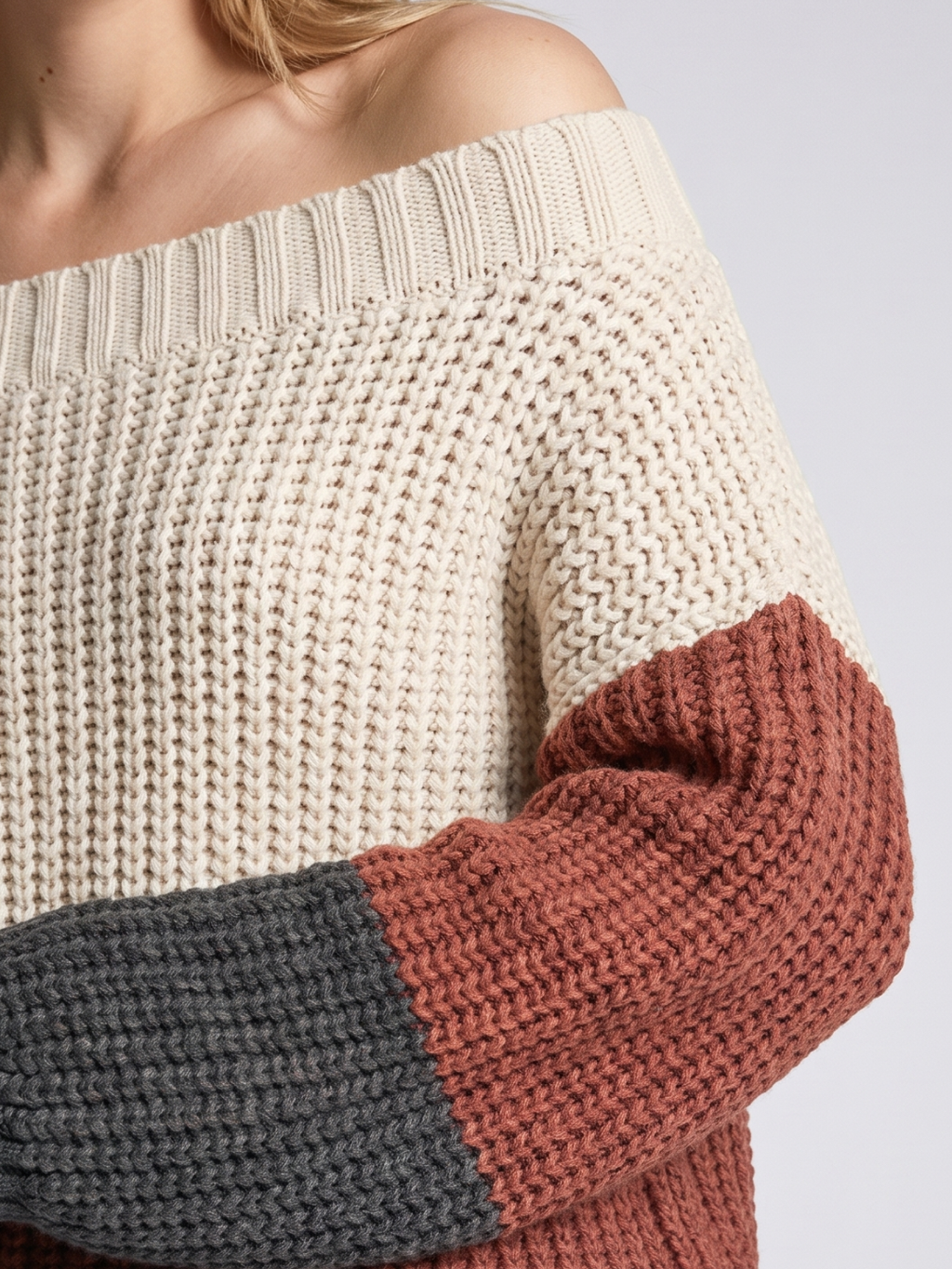 Kinsley | Off-Shoulder Striped Boho Knit Sweater, Oversized Coastal Pullover oaklynwear