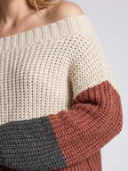 Kinsley | Off-Shoulder Striped Boho Knit Sweater, Oversized Coastal Pullover oaklynwear