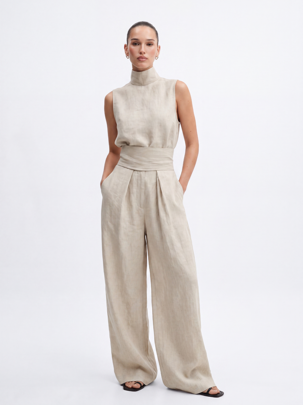 Phoebe | Linen Blouse Wide-Leg Pants Set oaklynwear