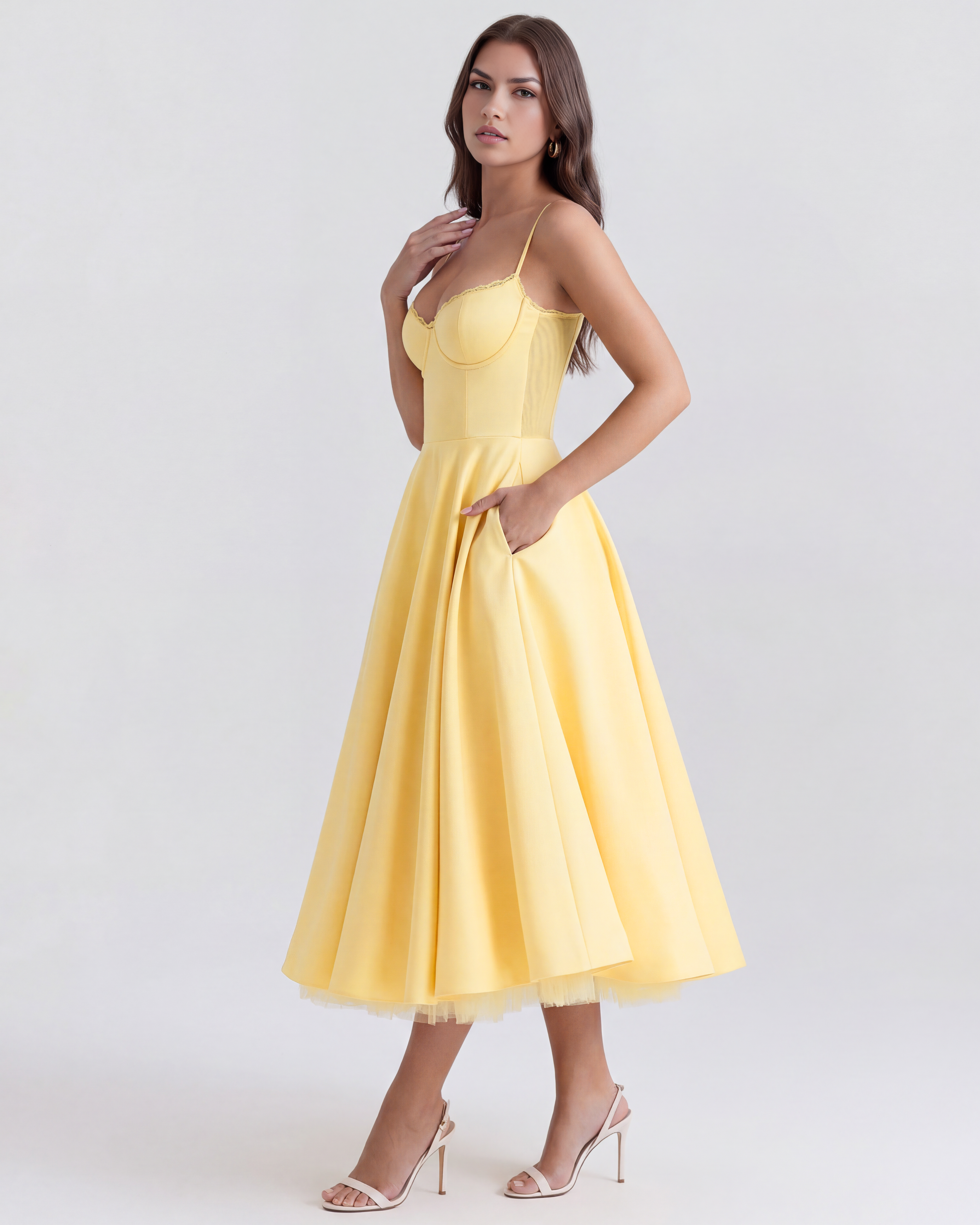 Selene | Tulle Sweetheart Corset Midi Dress oaklynwear