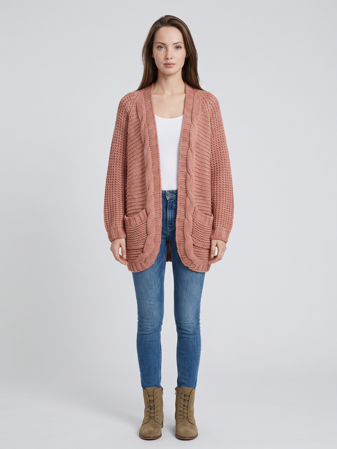 Addison | Open-Front Boho Knit Cardigan with Pockets, Cozy Winter Layer oaklynwear