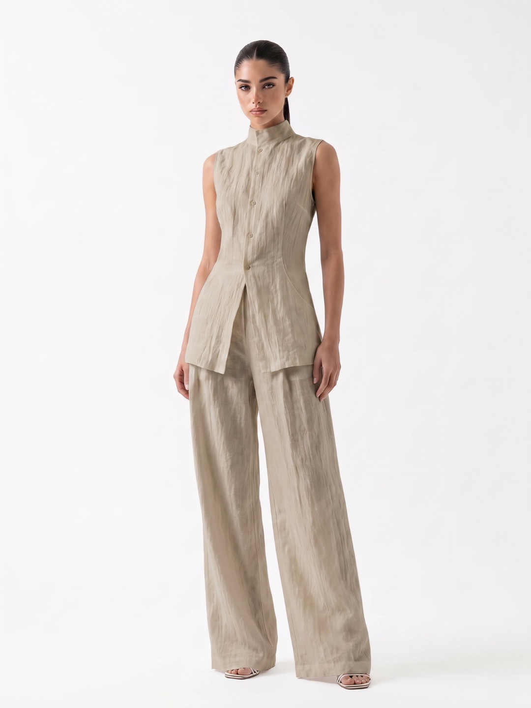Grace | Linen Wide-Leg Pants Set oaklynwear