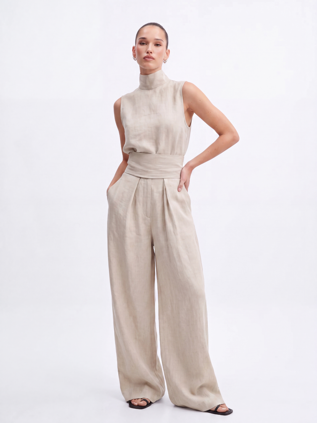 Phoebe | Linen Blouse Wide-Leg Pants Set oaklynwear