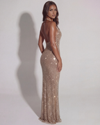 Aurea | Rhinestone Halter Maxi Dress oaklynwear