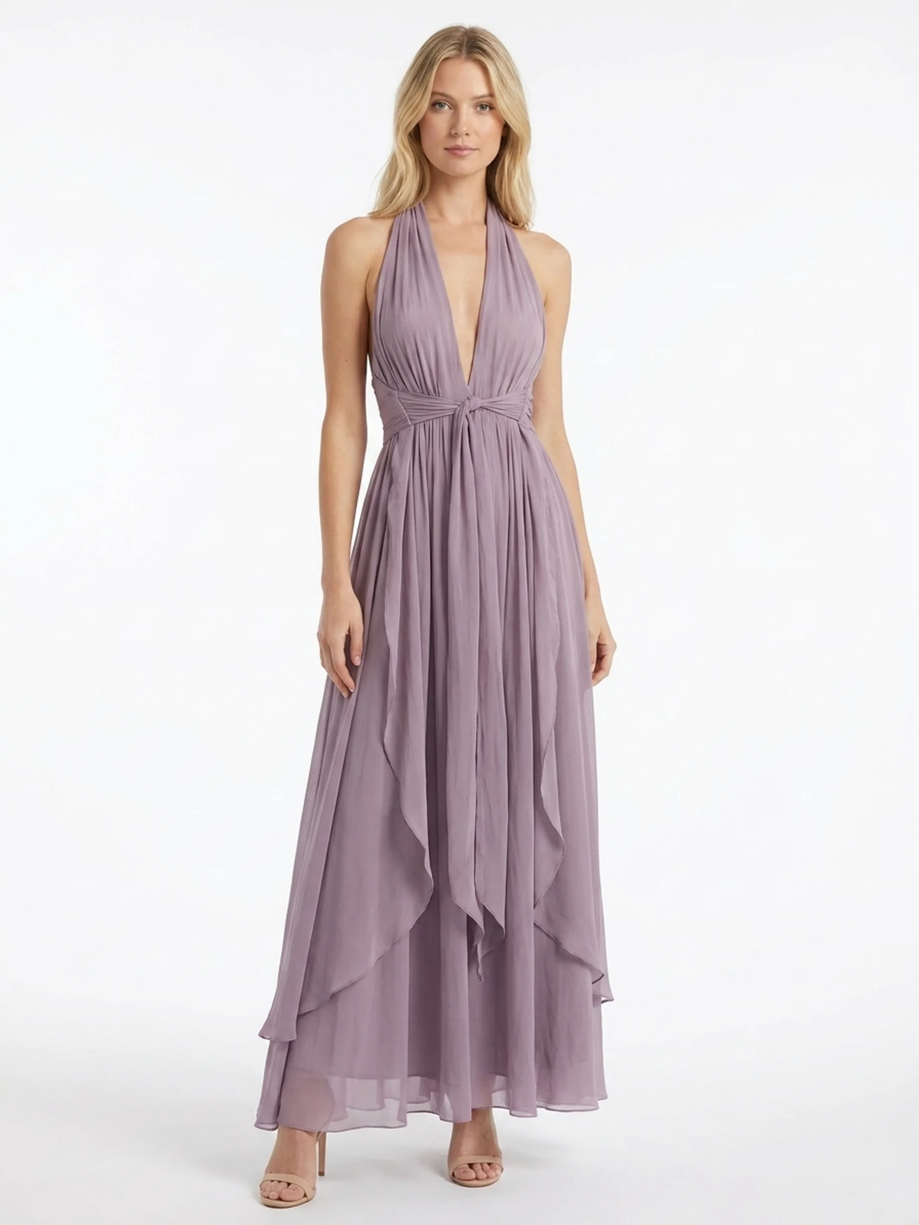 Helena | Women's Chiffon Halter Maxi Dress oaklynwear