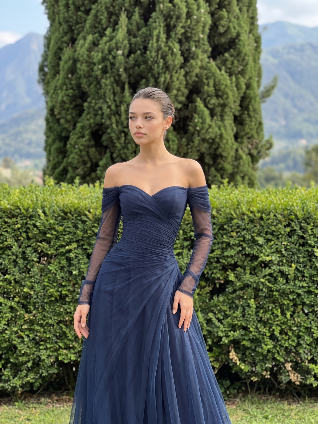 Adriana | Off-Shoulder Chiffon Maxi Dress oaklynwear