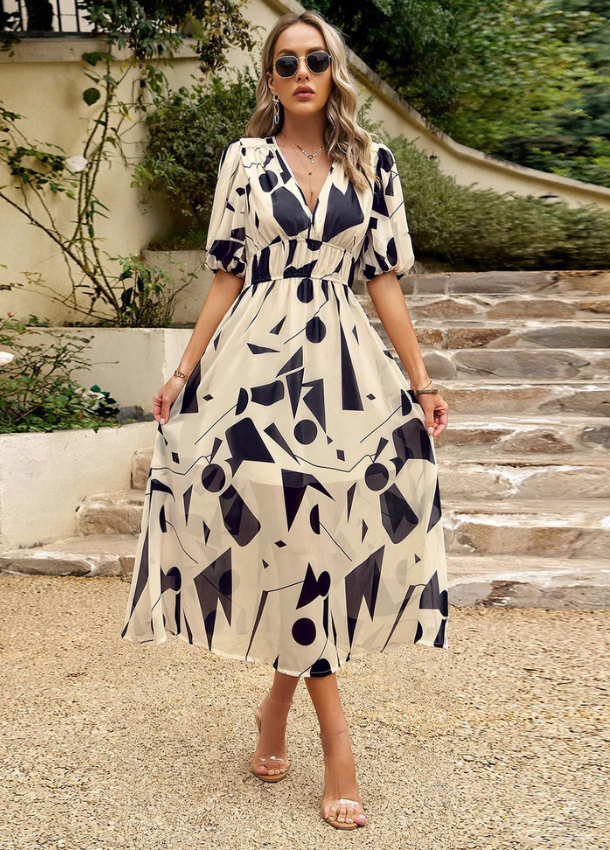 Josette | Floral Puff Sleeve Midi Dress oaklynwear