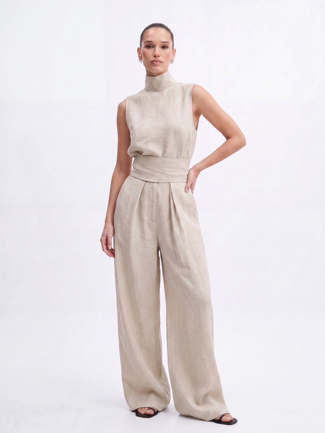 Phoebe | Linen Blouse Wide-Leg Pants Set oaklynwear