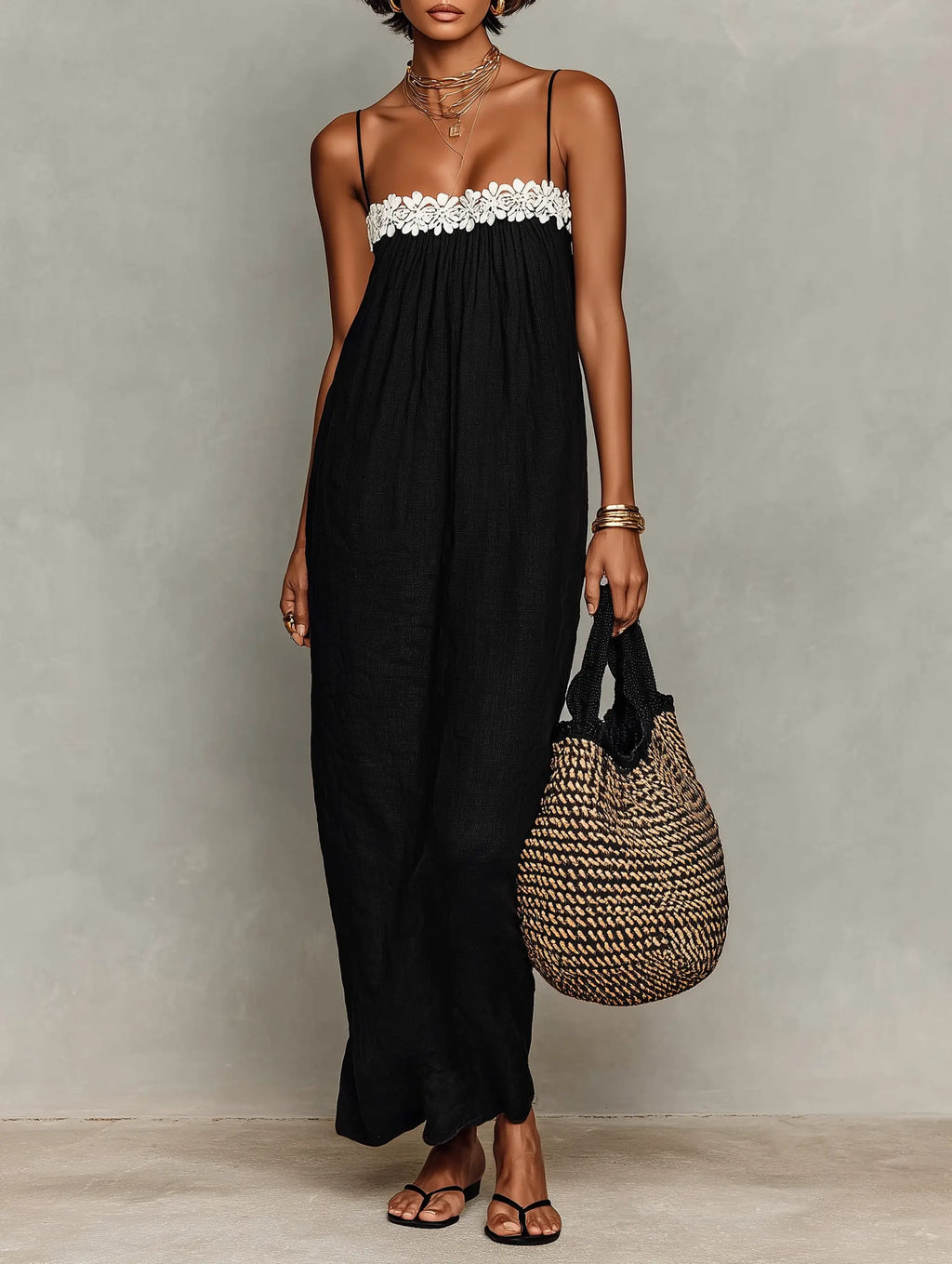 Vivienne | Women's Minimalist Linen-Blend Lace-Paneled Strapless oaklynwear