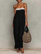 Vivienne | Women's Minimalist Linen-Blend Lace-Paneled Strapless oaklynwear