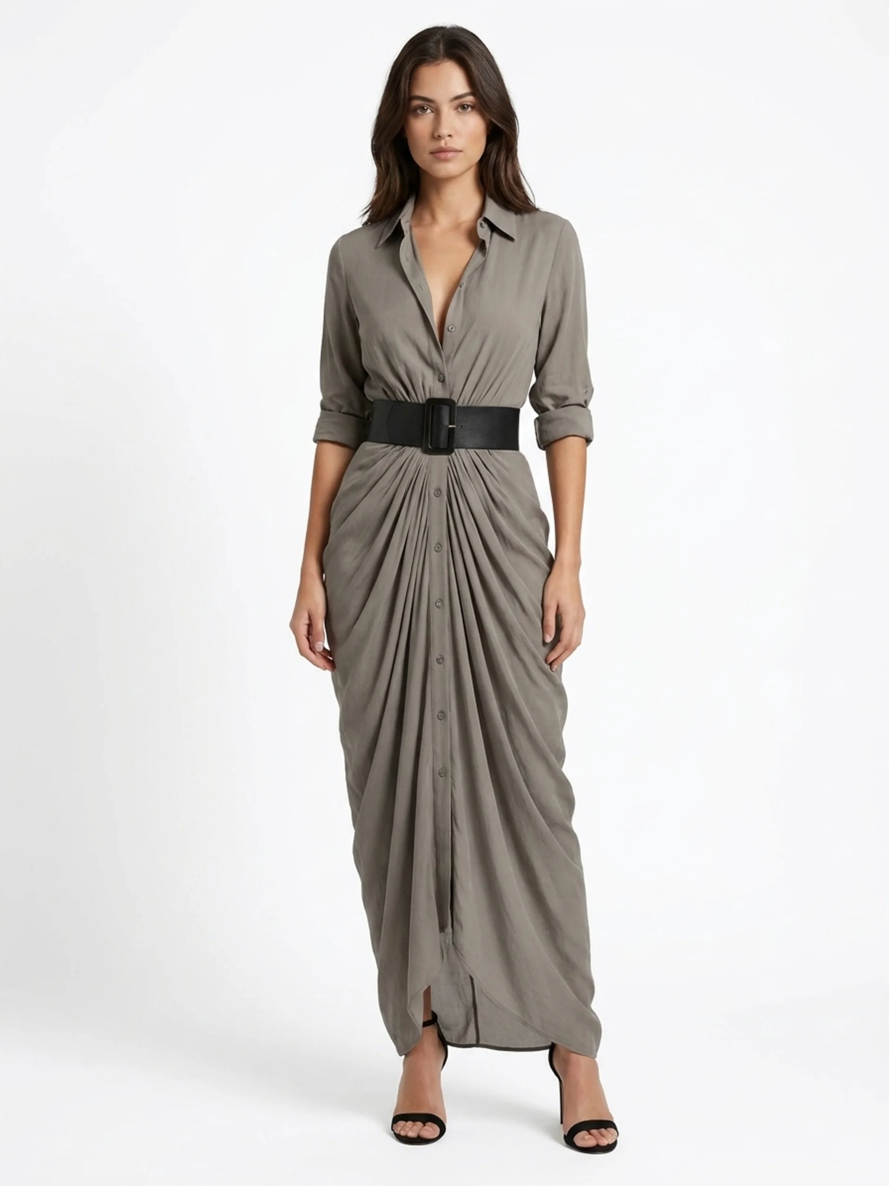 Siena | Lapel Belted Maxi Dress oaklynwear