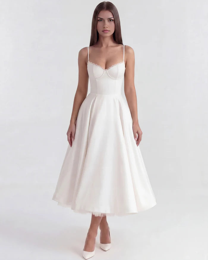Clarisse | Tulle Sweetheart Corset Midi Dress oaklynwear