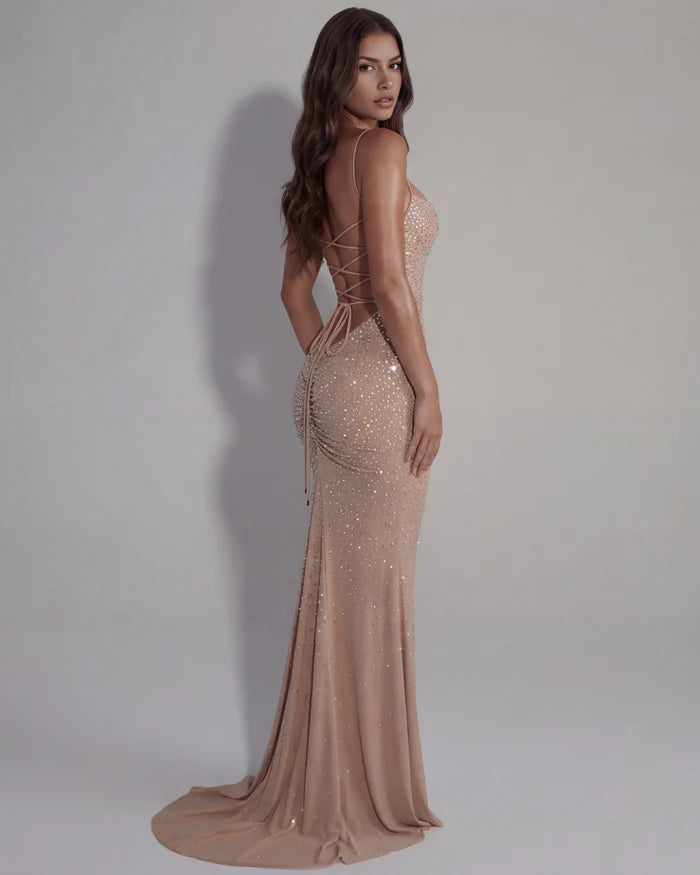 Seraphina | Rhinestone Fit-and-Flare Maxi Dress oaklynwear