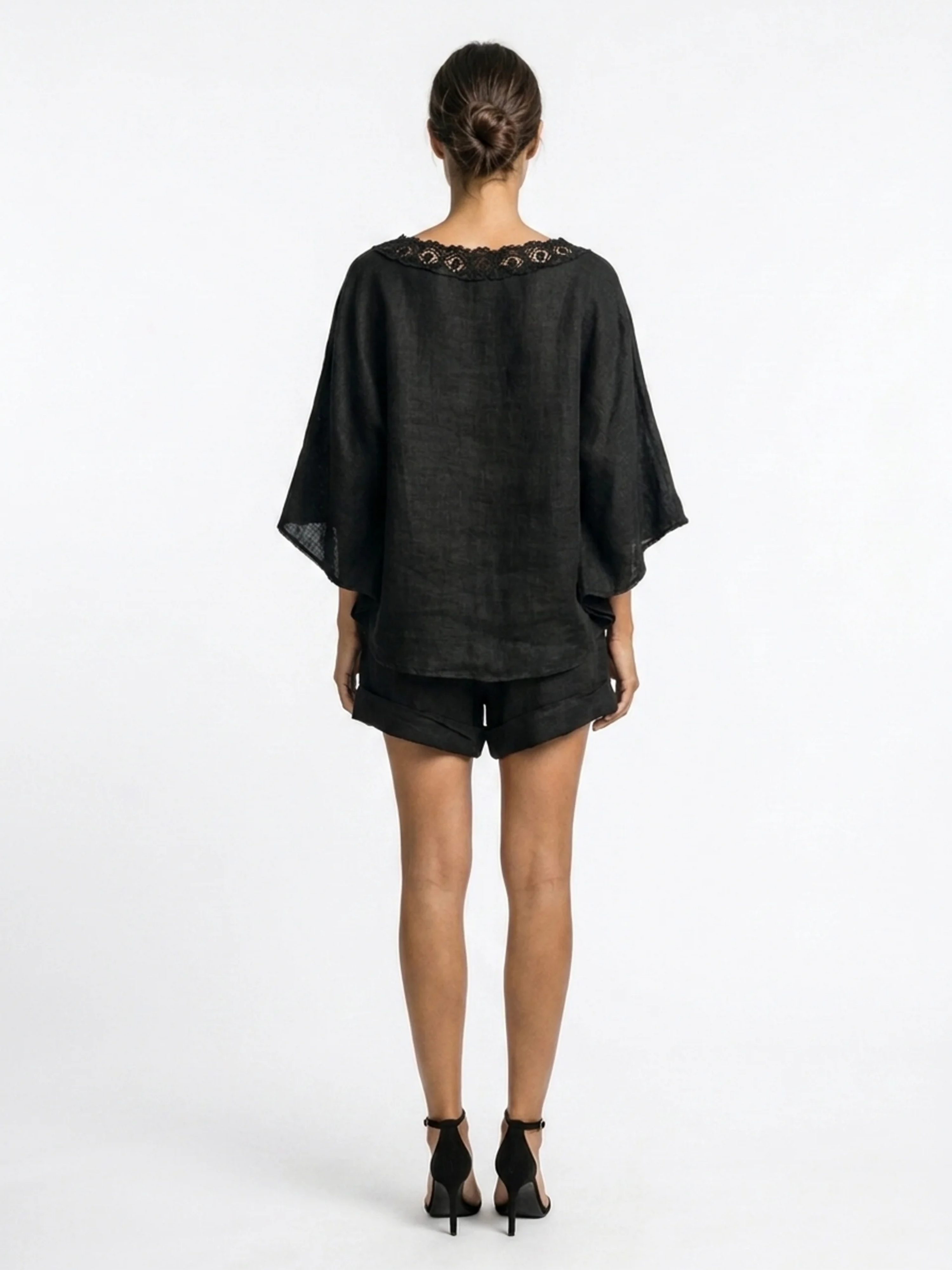 Penny | Linen Lace Blouse Shorts Set oaklynwear