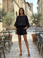 Penny | Linen Lace Blouse Shorts Set oaklynwear