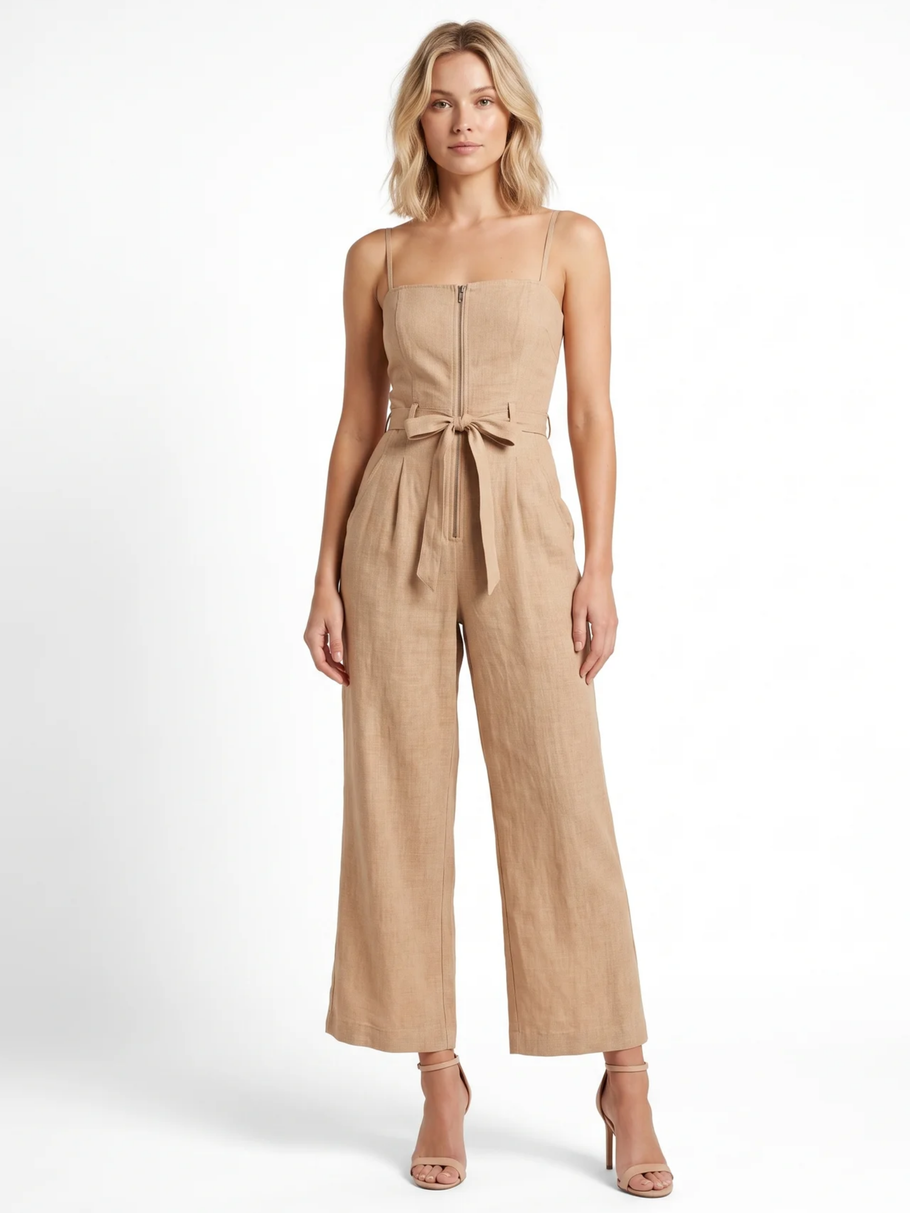 Sienna | Wide-Leg Linen Cropped Jumpsuit oaklynwear