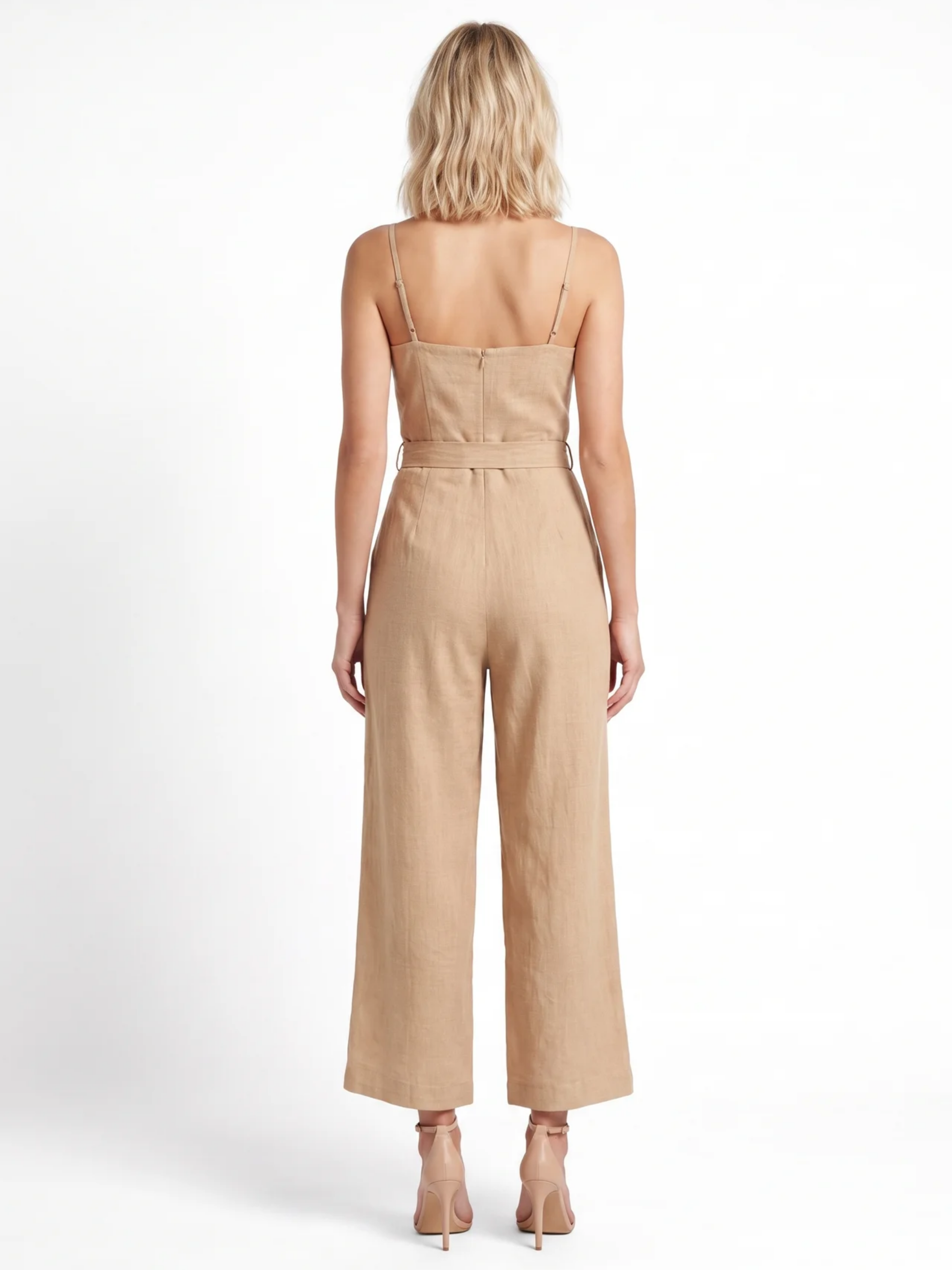 Sienna | Wide-Leg Linen Cropped Jumpsuit oaklynwear