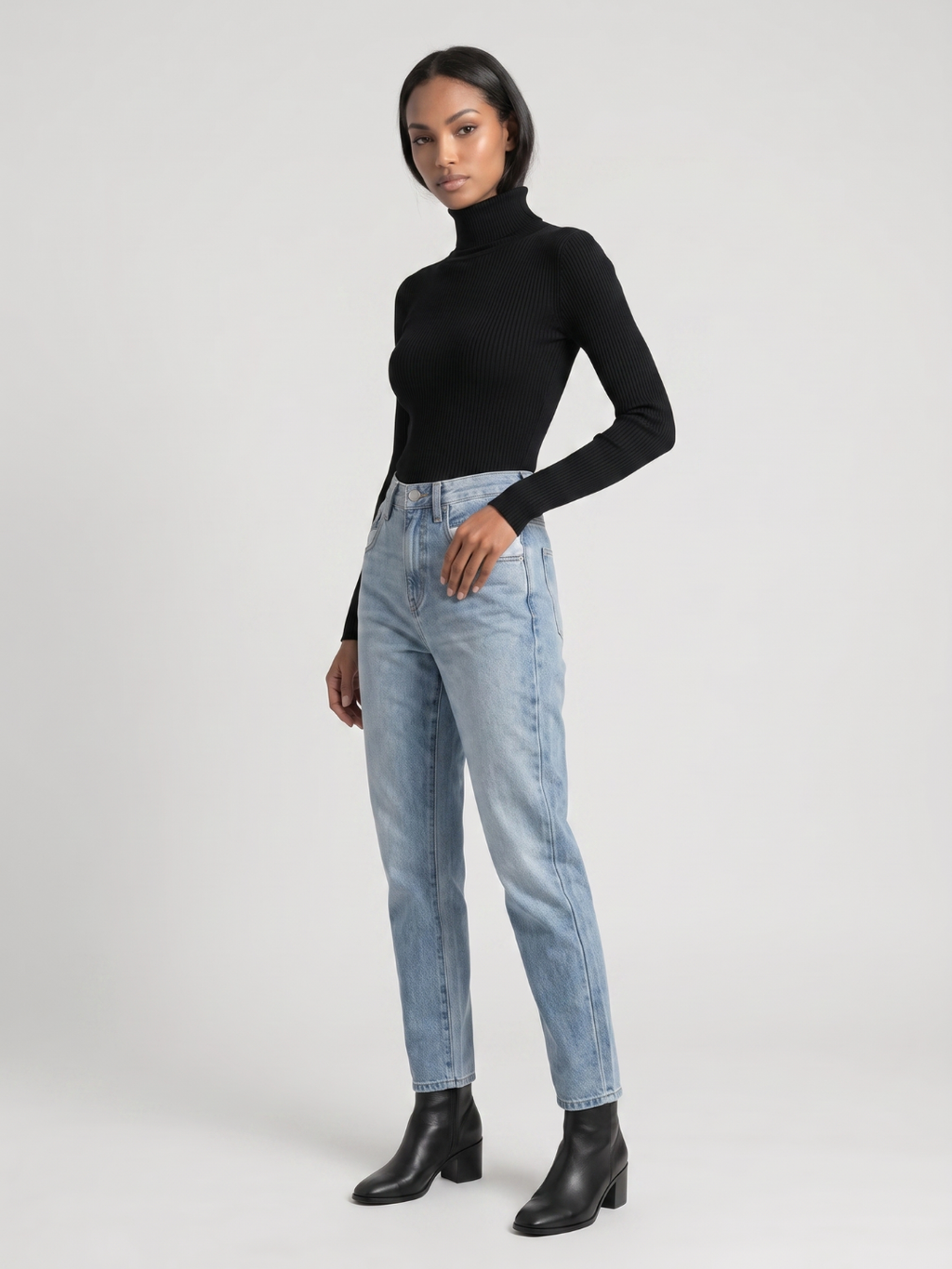 Natalie | Foldover Turtleneck Ribbed Sweater, Slim Fit Winter Knit oaklynwear