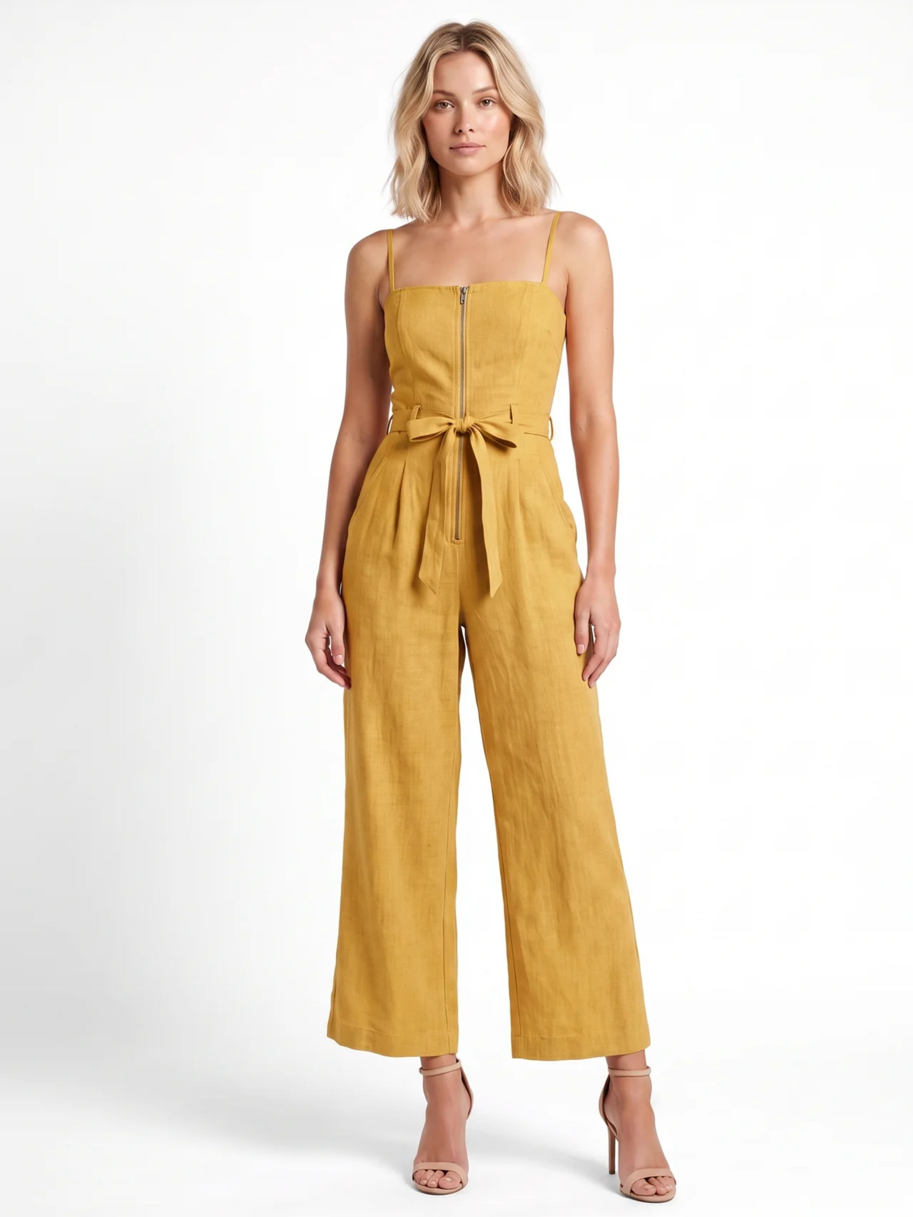 Sienna | Wide-Leg Linen Cropped Jumpsuit oaklynwear
